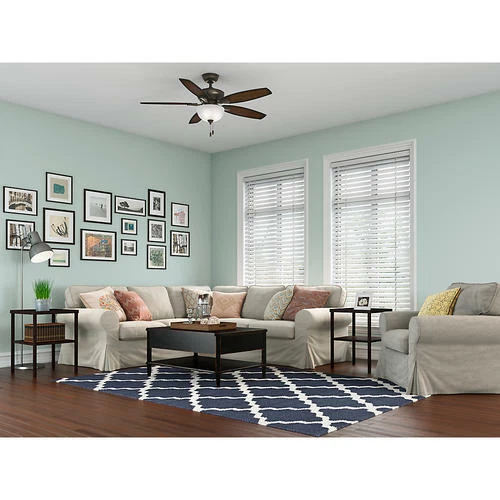 52" New Bronze Indoor LED Ceiling Fan Burnished Mahogany Cherry Blade Bowl Lamp - Image 3 of 4