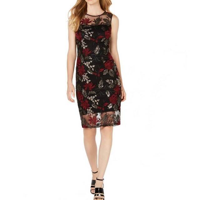 calvin klein floral embroidered gown