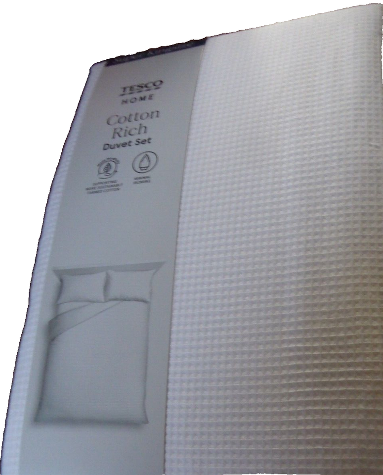 WHITE WAFFLE SUPER KING Size Duvet Cover & Pillowcase Set BEDDING 60