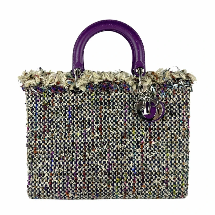 Christian Dior Sac à Main Sac à Bandoulière Lady Dior Tweed/Cuir Multicolore 250203