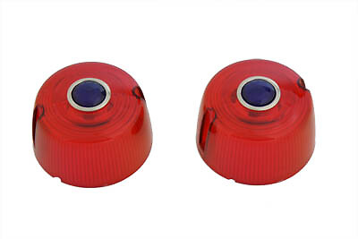 Turn Signal Lens Set Red with Blue Dot fits Harley Davidson