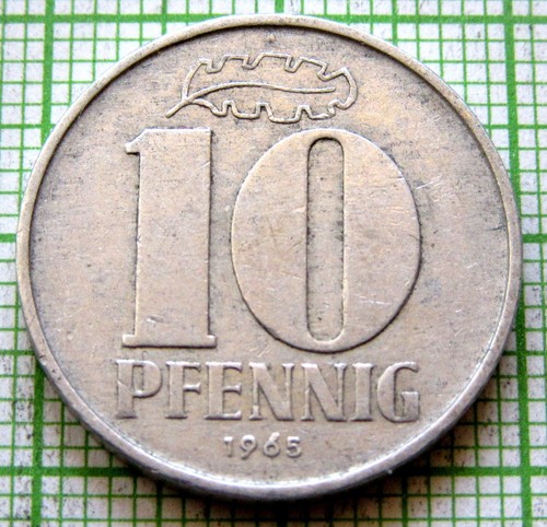 EAST GERMANY DDR GDR 1965 A 10 PFENNIG, ALUMINIUM yes we do combine postage - Picture 5 of 6