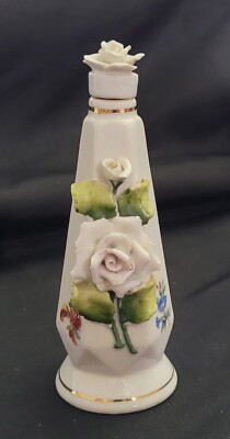 Vintage Porcelain Perfume Bottle with Roses made in Germany