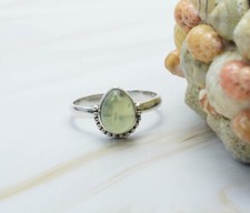 Natural Green Prehnite Gemstone Ring-925 Sterling Silver Ring Handmade Ring Gift