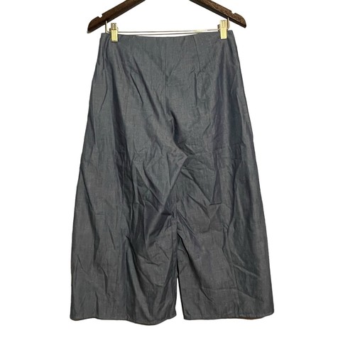 Lily Black Pants Flare Wide Crop Capri Women Size S Chambray Casual Lounge Beach - Picture 2 of 10