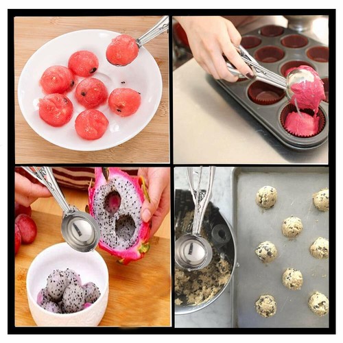 5cm Stainless Steel Ice Cream Mashed Potato Cookie Scoop Spoon Spring Handle M - Picture 5 of 9