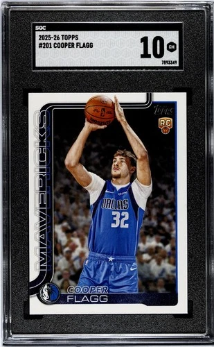 Cooper Flagg 1st Rookie Card Topps 2025-26 #201 SGC 10 Gem Mint Perfect!!!