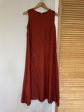 SHEIN Burnt Orange Sleeveless Midi Dress with Pockets - Size M