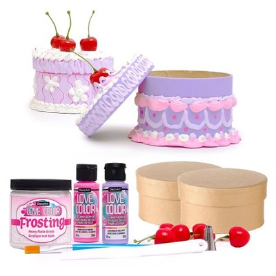 Love Color Frosting Fun Craft Kit Create 2 Frosted Fake Cake Storage Boxes Gift