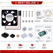 GeeekPi Ventilateur CPU 30x30x7mm 5V pour Raspberry Pi 4/3/2 + 7 radiateurs
