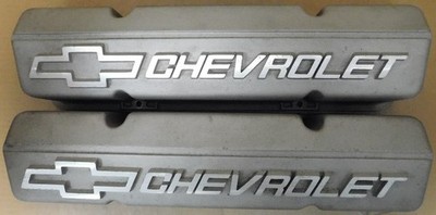 GM 10185064 SB Chevy Slant Edge Tall Aluminum Valve Cover, Natural, Pair