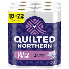 Quilted Northern Ultra Plush Toilet Paper, 18 Mega Rolls (Pack of 1), White 