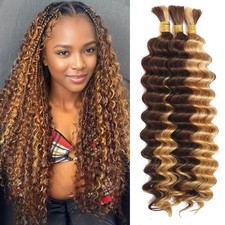 Human Boho Braiding Hair 18 Inch Curly Wave Bulk Bundles