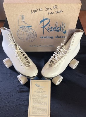 Riedell Roller Skates Ladies Shoe Size 6-1/2 White Thunderbird Wheels | FREE S&H