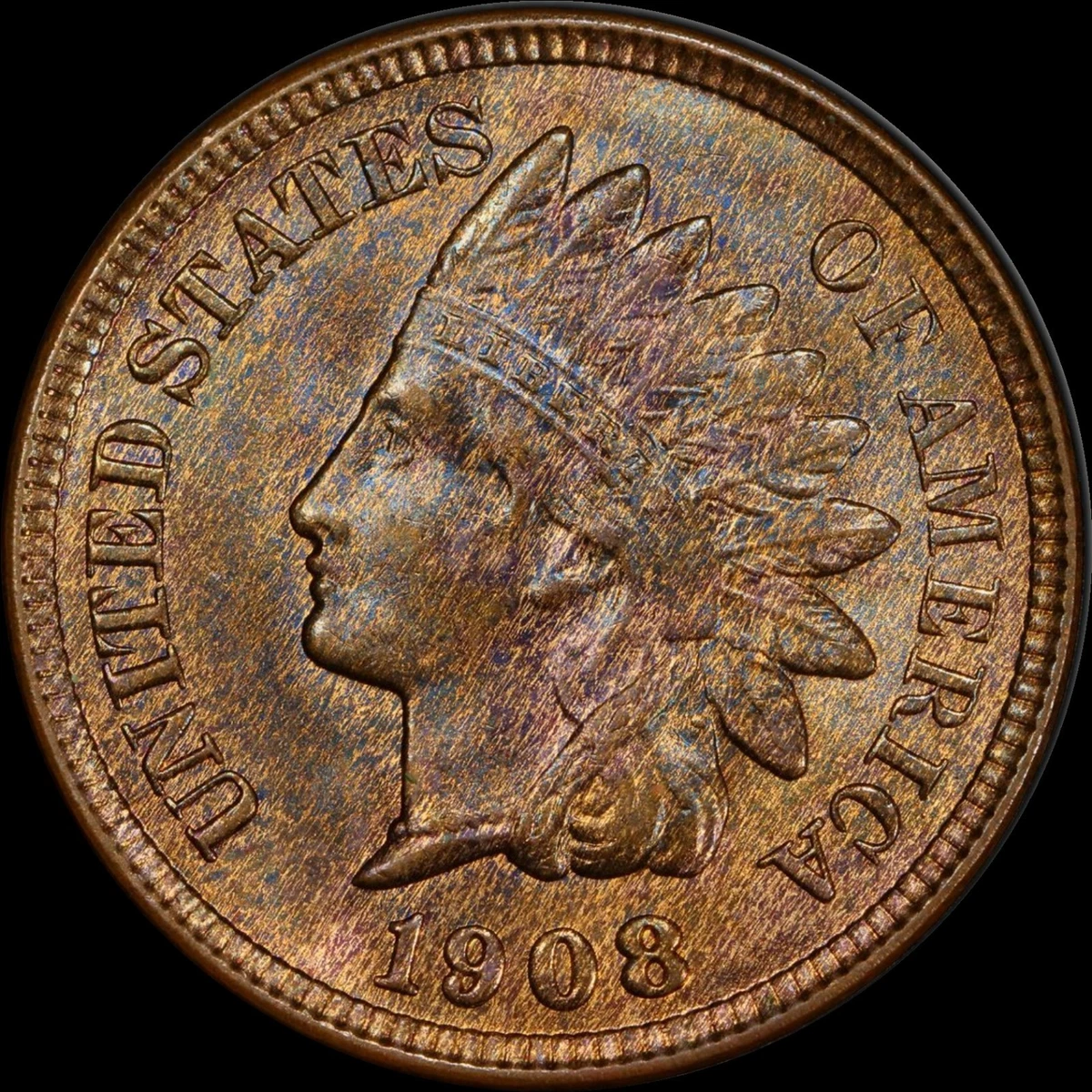 MS 65 Graded 1908 Year Indian Head Small Cents (1859-1909) for