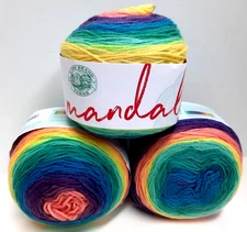 Lot of 3 Lion Brand Yarn MANDALA 235E Nifflers #3 Light 5.3oz 590 yd ea Acrylic
