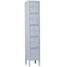 5 Door 5-Shelf Gray Storage Lockers with Lock Door, Metal Storage Cabinet 5 Tier