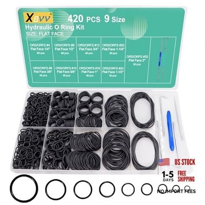 Pcs Hydraulic O-Ring Kit for ORS/ORFS Flat Face Fittings 9 Size Buna-N 70A 420