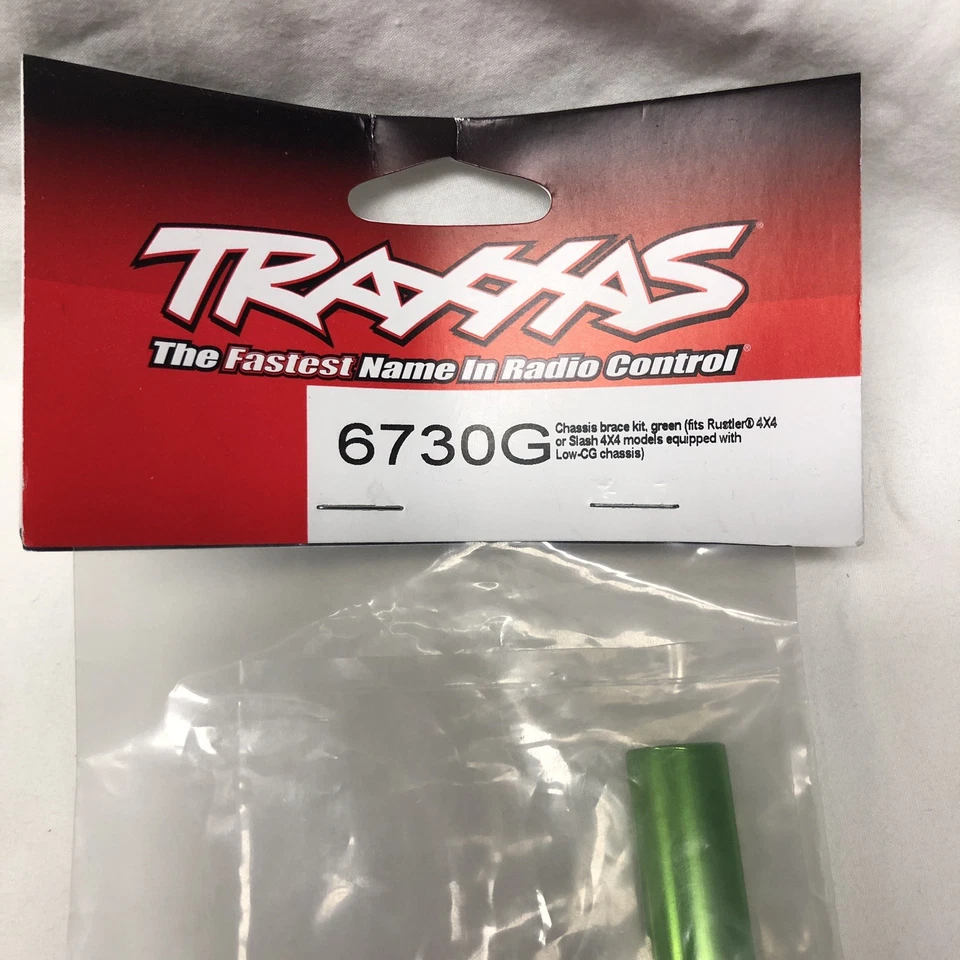 Traxxas 6730G Chassis Brace Kit GREEN fit Rustler Slash 4x4 equipped with Low-CG - Image 2 of 3