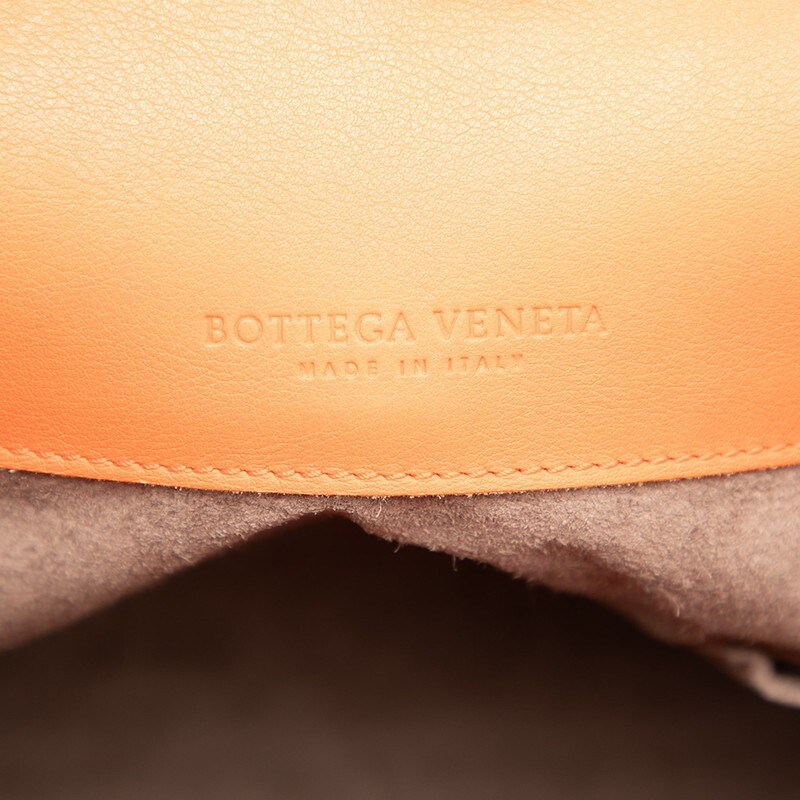 Bottega Veneta Intrecciato Leather Handbag Orange Women Used Authentic thumbnail 5