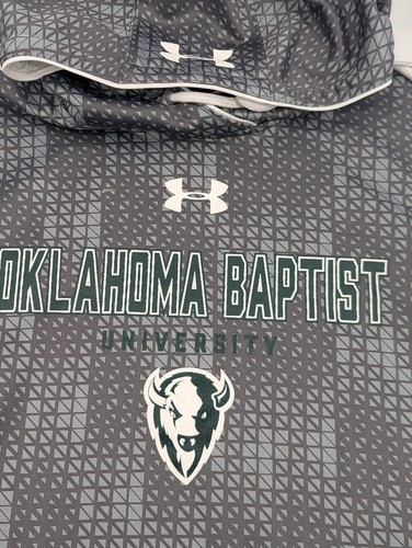 Oklahoma Baptist University Men M Under Armour Bison Pullover Hoodie Loose Fit - Picture 4 of 9