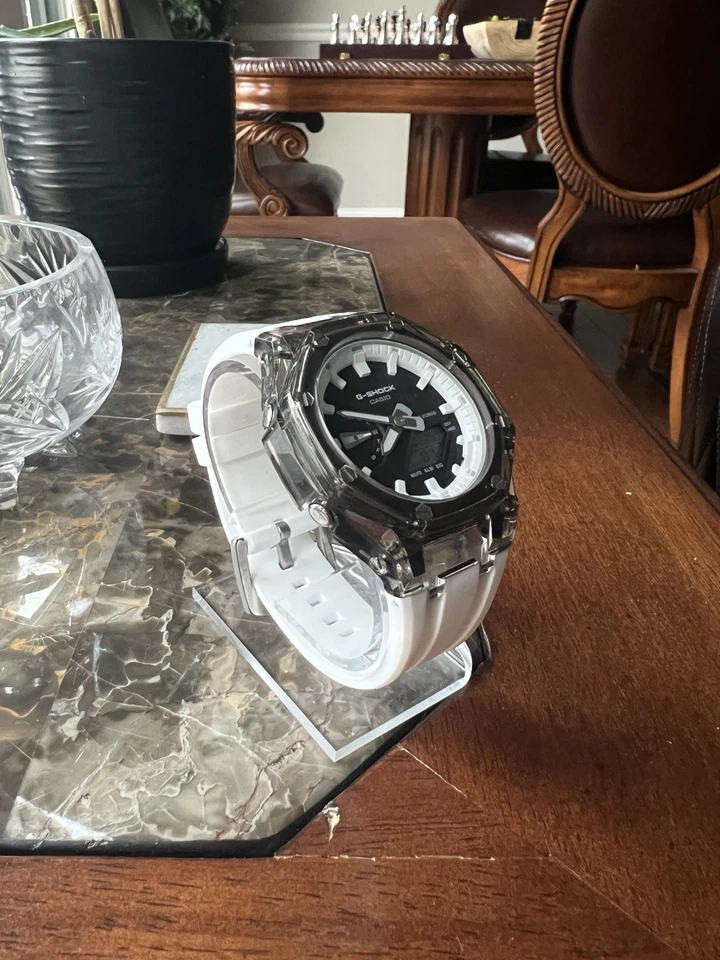 Custom Casio G-Shock GA-2100 Black & White Band White Hour Markers Mod From USA - Image 2 of 3