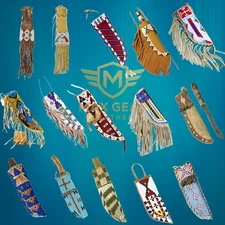 Handmade Indian Beaded Cover Native American Sioux Knife Sheath 15 pieces Set