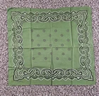Vintage 60s Western Cowboy Bandana Washfast All Cotton Avocado Green  USA Made