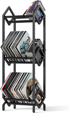 Stylish Black Metal Vinyl Record Storage Rack for 260-280 LPs and More