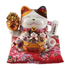 7Inch Ceramic Beckoning  Maneki  Ornament Feng Shui Decoration Swing  9411