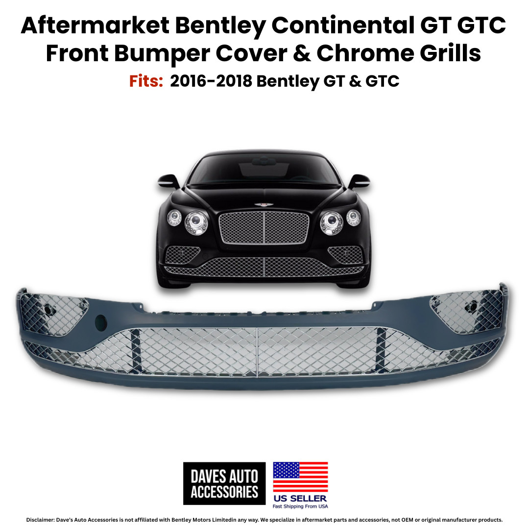 2016–2018 Bentley Continental GT GTC Front Bumper + Chrome Grill Set