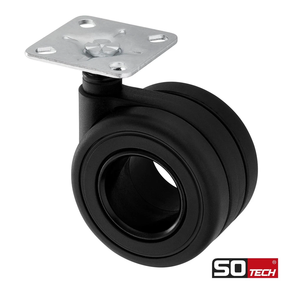 Lenkrollen Bockrollen Möbelrollen Strandkorbrollen schwarz Rolle 4 Stück SOTECH - Bild 2 von 4