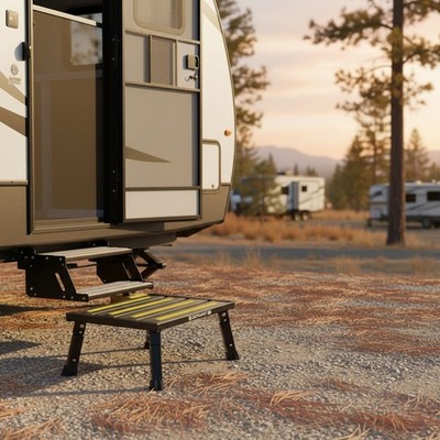 Lightweight Adjustable RV Step - Foldable & Rust-Resistant, Easy Carry Design