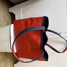 Lacoste Reversible Red Navy Tote Shoulder Bag Logo Stitching Pouch