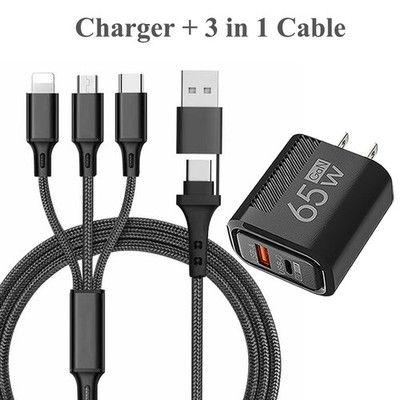 Multi Charging Cable 3 in 1 Multiple USB Fast Charger For iPhone Type C Micro