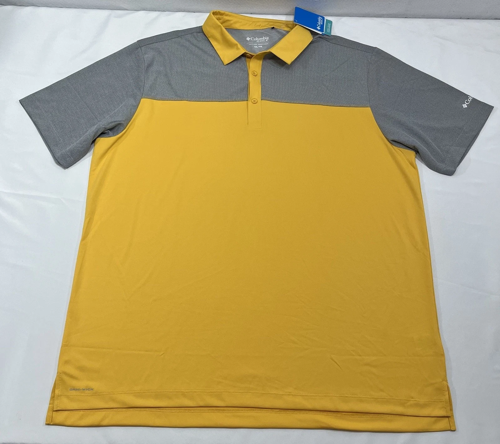 NWT Columbia Golf Omni-Wick Aztec Gold Polo SS Front Nine Shirt Men's XXL NEW