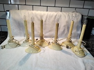 Vintage Christmas Window Electric Plastic Wax Drip Single Candle Stick Set Of 7