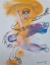 Lysiane D. COSTE Mixed Media Dessin Street Pop , Drawing , Disegni 21/27.5cm 