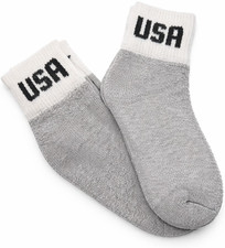 12 pairs Kids USA Ankle Socks Gray White Size 4  6.25 Cotton Comfort Crew Socks