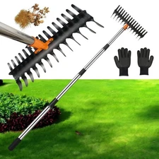 Thatching rakes for lawns Heavy Duty Metal Thatcher with Strong Handle Wide