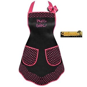 Party Girl Designer Apron Kitchen BBQ Hostess Embroidery 