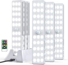 LED Closet Light with Charging Station, 6 Pcs 30Leds Dimmer Rechargeable Motion