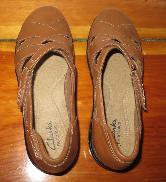 Clarks Bendables Brown Leather Mary Jane Casual Walking Flats Womens Shoes 7 | eBay