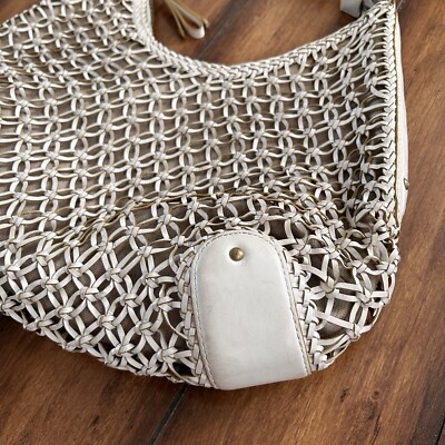 Cole Haan Sierra Open Weave White Handbag Shoulder Bag Tote