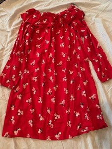 h and m red floral dress