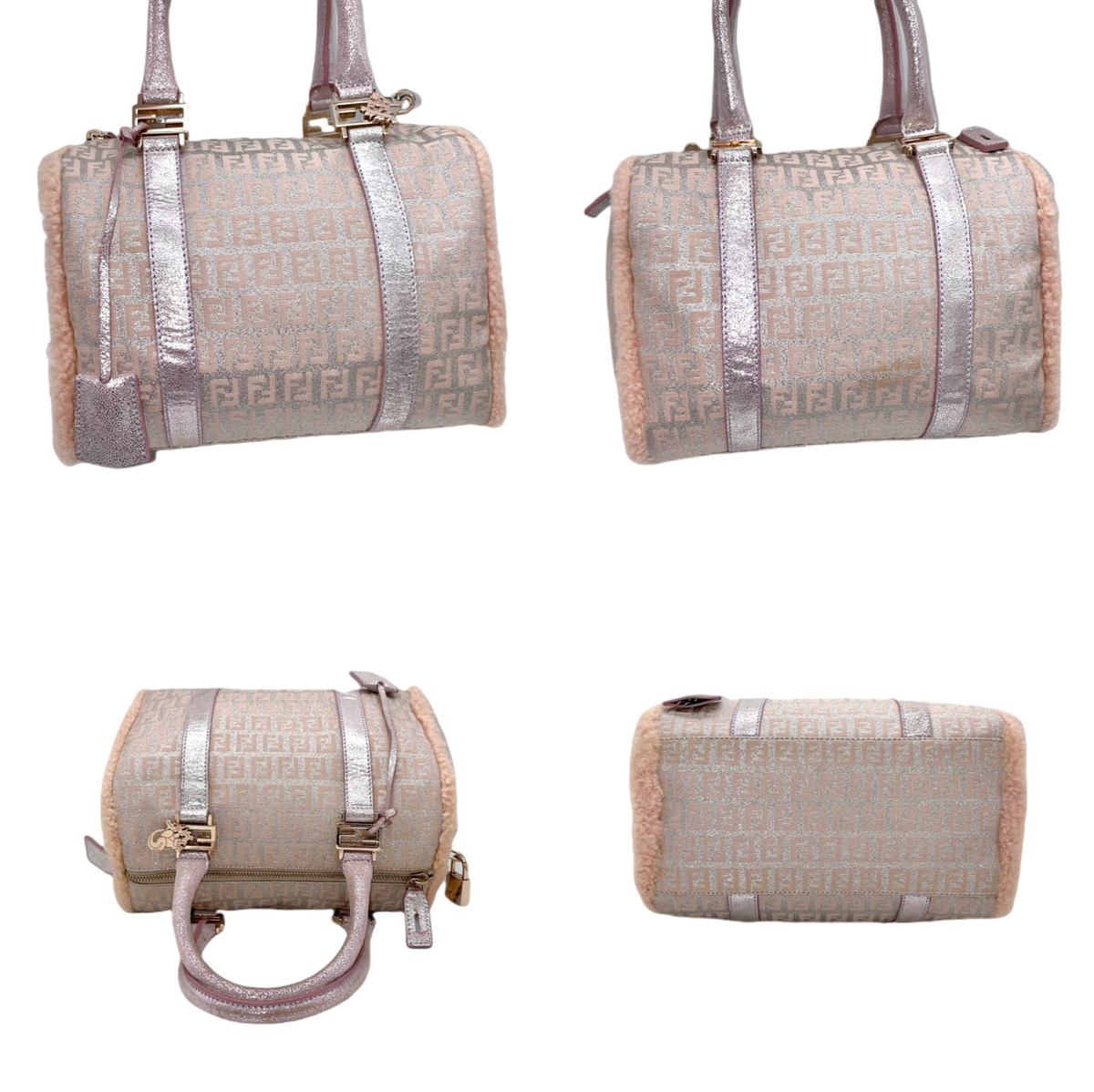 Fendi Zucchino Crystal Boston Bag Pre- #279345F61B Fendi Sequin-Embellished Zucchino Mini Boston Bag - Pink  main image 3