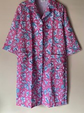 New Ladies Floral Print 3/4 Sleeve Button Front Cleaning Overall Work Wear Coat