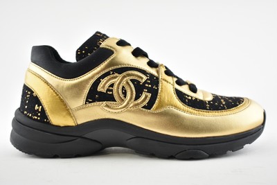 gold chanel sneakers