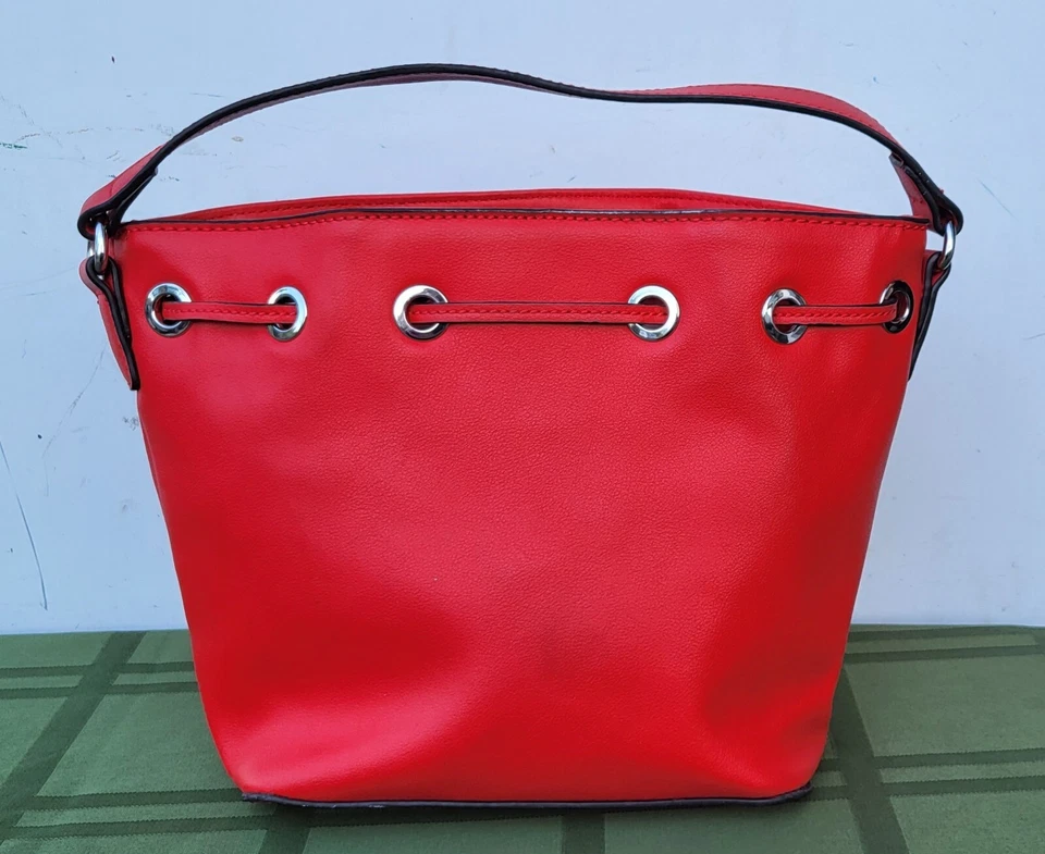 Red Guess Los Angeles Bucket Purse / Bag with Drawstring Closure - Image 3 of 4