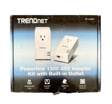 TRENDnet TPL-423E2K Powerline 1300 AV2 Adapter Kit with Built In Outlet NEW